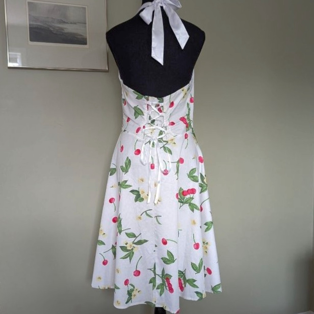 Dressystar 1950s Style Cherry Print Halter Dress - L - Garden Party Pinup - Picture 5 of 16
